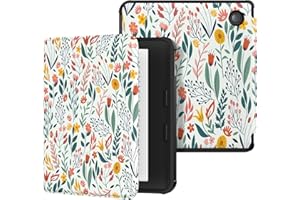 MoKo Coque pour Kobo Libra Colour 7 Pouces 2024, Étui de Protection Souple TPU Ultra-Mince et Léger Anti-Rayures avec Réveil/Sommeil Automatique pour Kobo Libra Colour Tablette 2024, Fleur