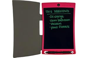 Boogie Board Jot Reusable Writing Tablet for Adults, 8.5" Digital Notebook with Instant Erase, Digital Notepad with Magnets, Note Taking Tablet for Work or School, Maroon with Protective Folio