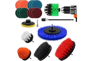 VIBRATITE 20 Pièces Brosse Nettoyage Perceuse, Multifonctionnel Brosse Visseuse Nettoyage Kit pour Salle de Bain, Cuisine, Tapis, Sol, Carreaux, Voiture, Jantes - Multicolore Drill Brush