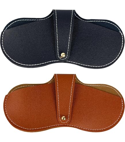 CREATCABIN Custodia Occhiali in Pelle Portatile Sottile Morbida e Leggera Custodia Occhiali Viaggio Chiusura Panno La Pulizia Regalo Donne Uomini Famiglia Amici Vacanze Cammello 17 x 8.5cm