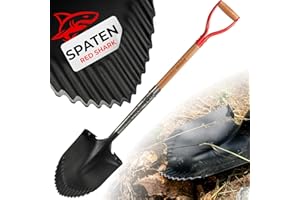 STREND PRO Spaten | Premium RedShark Gärtnerspaten | Spitz | Spitzspaten mit Holzstiel | D Spatenstiel | Spaten für Garten mit Stabiler Stahlkopf |für Harte, steinige Böden|Wurzelspaten Gartenarbeit