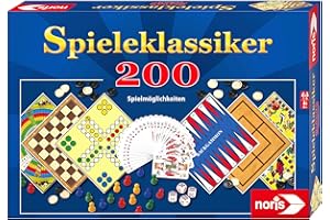 Noris 606111687 Spieleklassiker mit 200 Spielmöglichkeiten wie Skat, Mühle, Dame, Backgammon oder Nur keine Aufregung, für 1 bis 6 Spieler ab 6 Jahren