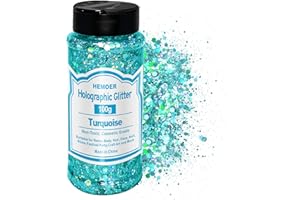 HEMOER Paillettes Olografiche Glitter Grosso, Turchese 100g Olografiche Chunky Paillettes Glitter Unghie per Viso, Corpo, Occhi, Capelli, Unghie, Glitter per Hobby Creativi