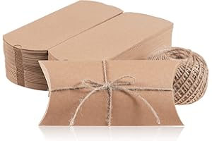 Boîtes-Cadeaux MATICAN, 100-Pack de Boîtes-Cadeaux en Forme de Coussin avec Cordelette, Mini Boîtes en Kraft, 19 x 9,4 x 3 cm