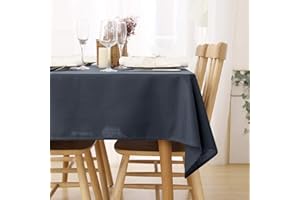 ‎DECONOVO Deconovo Tischdecke Leinenoptik Lotuseffekt Tischwäsche WasserabWeißend Tischtuch, 140x200 cm, Dunkelgrau