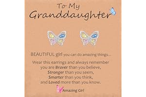 VYYU Girls Jewellery Gifts for Daughter/Granddaughter/Niece - Cute Butterfly Stud Earrings Kids Jewellery, Hypoallergenic Ear Studs Valentines Christmas Birthday Gifts for Kids