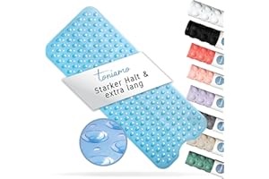 ‎TONIAMO Toniamo Badewannenmatte rutschfest 100x40 cm | Extra Lange Badematte rutschfest | Antirutschmatte Badewanne ohne BPA | Badewannen Matte antibakteriell & maschinenfest | Anti Rutschmatte | Blau