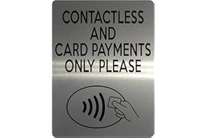 XTRA-PRINT 1560 CONTACTLESS AND CARD PAYMENTS ONLY PLEASE Metal Aluminium Plaque Sign Shop (15x10cm, Brushed Silver)