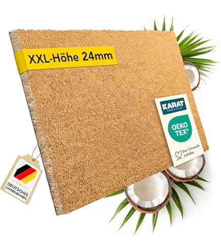 Tapete Puerta Fibra Natural Felpudo De Fibra De Coco 17 Mm - Para Entrada, Vestíbulo O Puerta, Varios Tamaños, Natural Y Resistente Alfombra Puerta Vestíbulo