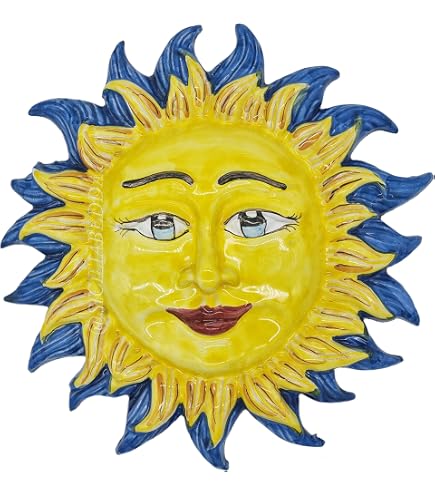 Sole e luna eclissi in terracotta maschera da appendere – La bottega del Pollino