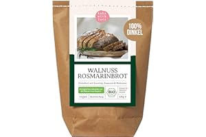 Bio Dinkelbrot Backmischung Walnuss Rosmarin – 100 % Dinkel, weizenfrei – aromatisches Walnussbrot mit Kräutern für Brotbackautomat & Ofen – Bake with Love - 1er Pack