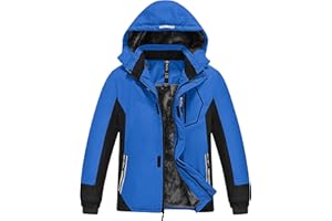 MoFiz Giacca da Sci Bambini Invernale Cappotto in Pile Caldo da Neve Impermeabile Antivento Giacche Ragazzi con Cappuccio Rimovibile