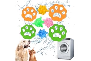 VMINOG PUCIO Tierhaarentferner Waschmaschine, 8 Stück Waschmaschine tierhaarfänger, Flusenfänger, Wiederverwendbarer Tierhaar Fusselpfote Hundehaare Entfernen Katzenhaarentferner, für Hundehaar Katzenfell