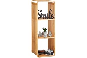 ‎RELAXDAYS Relaxdays Bambusowy Regał Stojący, Zaokrąglony, Wąski Łazienkowy z 4 Półkami, Kwadratowy, 96 x 33 x 33 cm, Naturalny