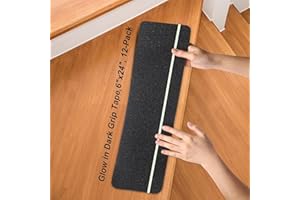 OQingluan Anti Slip Tape for Steps, 15cm*60cm 12pcs, Glow in The Dark Anti Slip Tape, Non Slip Adhesive Stair Treads, Suitable for Indoor and Outdoor Use