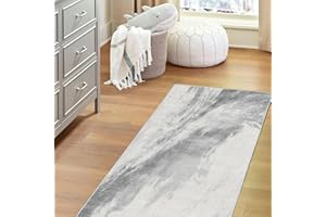 Vamcheer Tappeto Salotto Pelo Corto - Astratto Design Moderni Tappeti Soggiorno,Tappeto Camera da Letto lavabile,Decoration salon y casa, Tappeti Grandi Antiscivolo Morbido,Grigio chiaro 80x150 cm