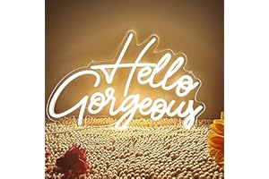 HFHUNGKEONG Hello Gorgeous Neon Schild LED Neonschild Hello Beautiful für Weihnachts Party Hochzeit Geburtstag Bar Club Dekoration Neon Lichter Signs, USB-betriebener dimmbarer Schalter[Energieklasse G]