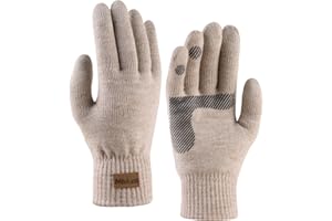 Milduall Winter Warm Gloves, Knitted Touch Screen Gloves Anti-Slip Thermal Gloves Cold Proof Mittens with Thickened Elastic Windproof Cuff for Outdoor Cycling Hiking Climbing Sports Bicycle