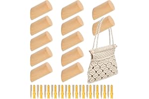 Omtofo Colgadores Biselados, Perchero Pared Madera Natural, Con Tornillos y Alta Capacidad de Carga, Ganchos Cilíndricos, Para Colgar Abrigos, Gorros, Ropa y en El Dormitorio (12piezas 6cm)