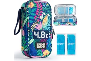 ‎SUNMON SUNMON Insulin Kühltasche mit Temperaturanzeige, TSA genehmigt Medikamenten Kühlbox für Reisen enthält 2 Insulin Kühlertasche, Insulin Pen Tasche für Insulin-Pens und diabetisches Zubehör(Regenwald)​