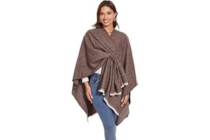 colornival Chal Elegante para Mujer Capa Frontal Abierta Poncho Suave, Adecuado para Primavera, Otoño e Invierno