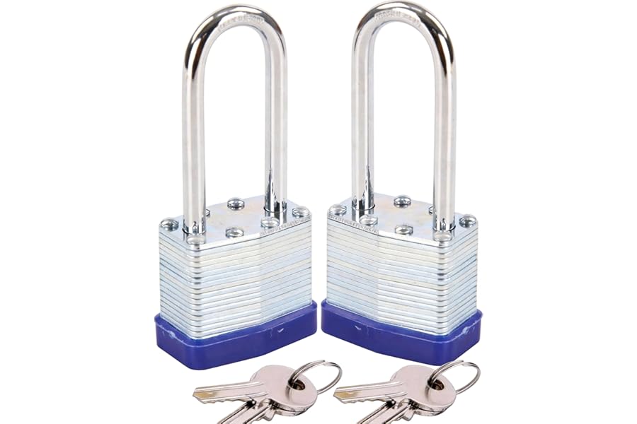 SEPOX® 2Pack Heavy Duty Padlock Keyed Alike, 40MM Laminated Steel Lock Body, 60MM Extra Long Shackle, Ideal for Gym Locker, Sheds, Gate, Warehouse, Hasp (2 Locks with Same Keys)