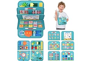 VISATOR Busy Board Montessori Jeux Enfant 1 2 3 4 an Quiet Book Busy Book Busy Board Montessori Cadeau Enfant Jeu Educatif Jeux Sensoriel Jeu Montessori Livre Educatif Enfant (Vert)