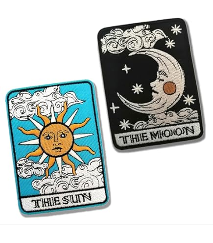 Buy Sun Moon God Iron On Patch Sew Celestial Art Solar Full Moon Face Embroidered Emblem Badge Backpack Hat Cap Jacket Jeans Coat T-shirt Online In India - Foto 6