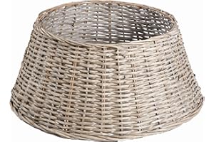 MY CHRISTMAS Christmas Tree Skirt Woven Willow Xmas Tree Collar Wicker Christmas Tree Trunk Basket Guard Base Rustic Handcrafted Tree Ring -Ideal for Trees 7ft and Below Bottom Diameter 57cm
