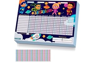 ^RTERBY'S Arterby's® - Tabella delle Ricompense – 25 Fogli A4 in Cartoncino Rigido ECO e 280 Adesivi Stelle 4 Colori – Tabellone Attività Risultati Motivare Psicomotricità Bambini (Italiano, SUPEREROI - COL001)