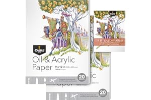 Castle Art Supplies Öl- und Acrylpapierblock 9 x 12 Zoll | 2er-Pack | 20 Blatt pro Block | Optimale Dicke (350 g/m2) feinkörnig, Leinenstruktur, erstklassige Qualität (9x12, 2er-Pack)