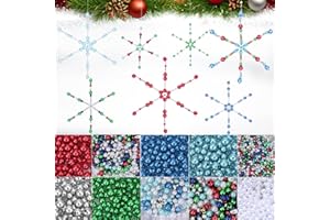 YEXEXINM 1574PCS Christmas Snowflake Wires Bead Kit Kalolary Xmas Metal Snowflake Beads Ornament 24PCS Metal Snowflake Wire with Green Red Pearl Beads Handicraft for Christmas DIY Craft Decor (Assemble Need)