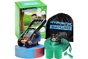 HYPONIX SPORTING Slackline Kit 70' with Training Line – Slack Lines for Backyard Fun, Balance Rope for Kids & Adults, Dual Gear Ratchet, Heavy-Duty 440lbs Rating, Easy Setup, Includes Carrying Bag & Giftable Box