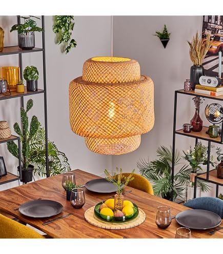 LEDKIA Deckenleuchte „Kea Big“ Aus Bambus, Ø 45 Cm – Für E27-Birne, Natürliches Design Für Wohnzimmer & Küche