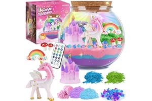 DIY-LAOESE Cadeau Licorne - Kit de Terrarium - Idée Cadeau d'anniversaire Filles 4 5 6 7 8 9 10 11 12 Ans – Jouet Licorne, Veilleuse Licorne, Lampe Licorne – Loisirs Créatifs, Jeux Créatifs pour Enfants