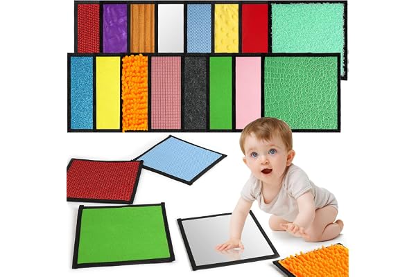 Vicloon Tapis Eveil Sensoriel Bébé, Tapis Sensoriel pour Enfants Autistes, 16 Dalles Sensorielles, Antidérapant de Haute Qualité Coussin Sensoriel, Soulagement du Stress Jouet Fidget pour Tout-Petits