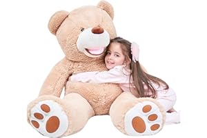 IKASA Ours Teddy Géant avec Grandes Empreintes de Pas Peluche Doux Jouet Bien Rempli (Marron, 100cm)