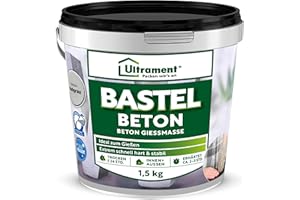 ‎ULTRAMENT Ultrament Bastel Beton zum Gießen, Gieß-Beton zum Basteln für Kreative, Kreativbeton wasserdicht (Hellgrau, 1,5 Kg)