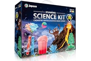 Japace Zestaw 70 eksperymentów dla dzieci, pudełko eksperymentalne w laboratorium, zabawka dla dzieci w wieku 4-6-8-10-12 lat, prezent dla chłopców i dziewczynek, zestaw chemiczny, do hodowli