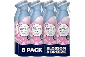 Febreze Air Freshener for Room Spray & Bathroom, Blossom & Breeze, 185ML x 8 Packs, Air Fresheners for Home