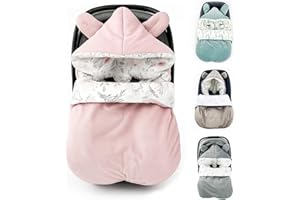 BABEES Winterfußsack Fußsack Babyschale Winter Herbst Babyfußsack warm, Einschlagdecke Baby Kinderwagen Buggy universal 3-Punkt und 5-Punkt Gurt ROSA