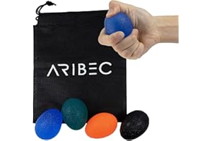 ARIBEC: Set de 4 Pelota Antiestres Adulto Mano 15-30 kg - Pelota Rehabilitacion Mano y Muñeca para Antebrazo Ejercitar - Hand Grip Ejercitador de Manos Profesional - Bola Antiestrés