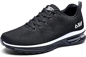 GOOBON Air Shoes for Men Tennis Sports Athletic Workout Gym Running Sneakers - AllBlack - Size 9 UK