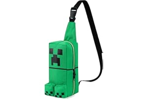 Minecraft Crossbody Bag for Boys Teens Creeper Sling Bag with Compartments Adjustable Strap Chest Bag for Travel Holidays Ideal for Phone Wallets Gamer Gifts