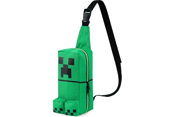 Minecraft Sac Bandouliere pour Garcon Ado, Sac Poitrine avec Sangle Réglable pour Voyage, Argent et Téléphone, Idee Cadeau Gaming Accessoire