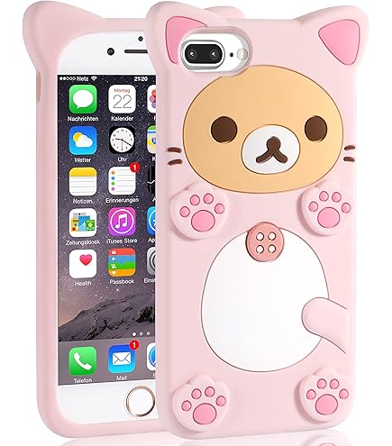 Kawaii 3D-Teddybär Handyhülle Für IPhone 14 Pro – Mit Einziehbarem Standfuß & Griff, Süßes Silikon-Design