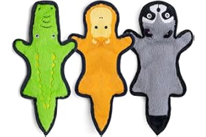 SHARLOVY Upgraded Crinkle Squeaky Dog Toy 3 Pack, Long Lasting Dog Chews for Aggressive, Plush Dog Puppy Chew Toys for Teething, Durable Dog Toy with 6 Tough Layers for Medium Large Breed