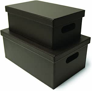 Aufbewahrungsbox Kunstleder braun 2 Stück: Amazon.de: Küche & Haushalt
