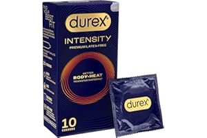 Durex Intensity Condoms, 10s, Regular Fit, Better Body Heat Transfer, Latex Free, Ultra Thin Plus, Our Thinnest Condom Yet, Transparent, Moulds to Your Shape