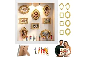NICEWAT DIY minimuseum silhuettbox, museum i USA figurer museum med LED-ljus, 8 miniguldram 8 figurer, kreativ bildram för br